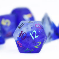 Thumbnail for Cracked & Frosted Clear Blue Glass - 7pcs RPG Dice Set