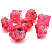 Thumbnail for Green Eye Ball in Clear & Red Liquid Filled Sharp Resin - 7pcs RPG Dice Set