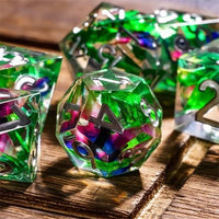 Thumbnail for Pink & Blue Butterfly in Clear Filled Sharp Resin - 7pcs RPG Dice Set