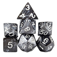 Thumbnail for White Swirl in Black Resin - 7pcs RPG Full Dice Set