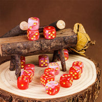 Thumbnail for 12mm White & Red Acrylic - 10pcs D6 RPG Dice Set