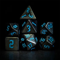 Thumbnail for Blue on Solid Black Acrylic - 7pcs RPG Full Dice Set Dark Stack