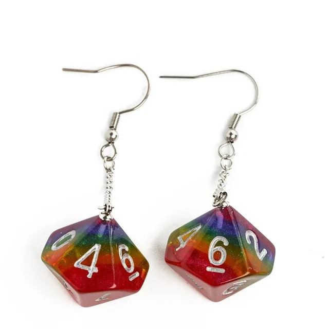 Rainbow Resin - D10 Earings