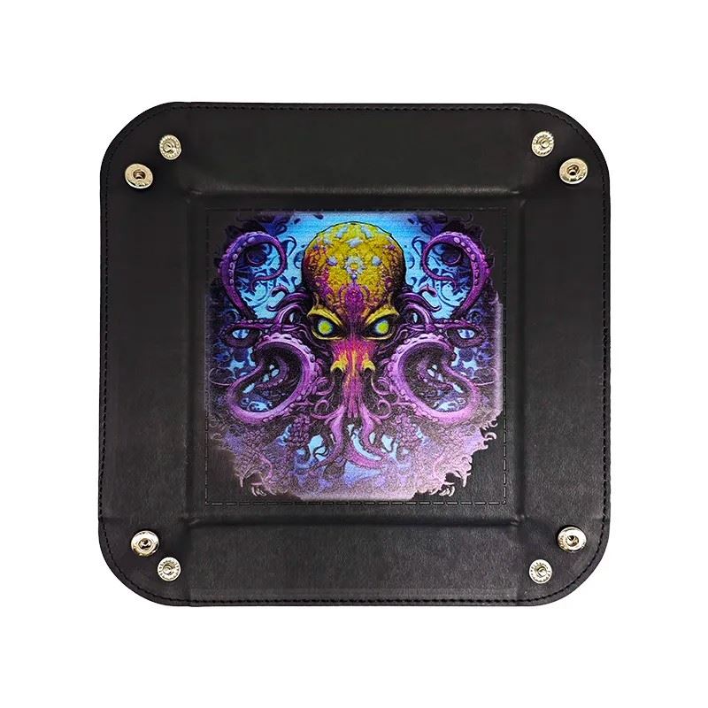 Mindflayer on Black PU Leather - Square Hard Dice Tray