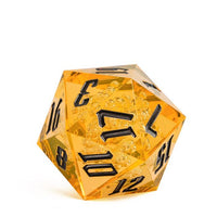 Thumbnail for Bubbles in Clear & Yellow Sharp Acrylic - D20 RPG Dice