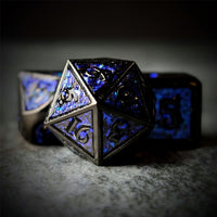 Thumbnail for Glitter Blue Enamel in Black Metal - 7pcs RPG Dice Set