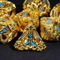 Thumbnail for 7pcs Dice Metal Hollow Lute Blue Font Gold