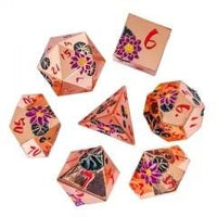Thumbnail for Purple Lotus Flower in Copper Metal - 7pcs RPG Dice Set