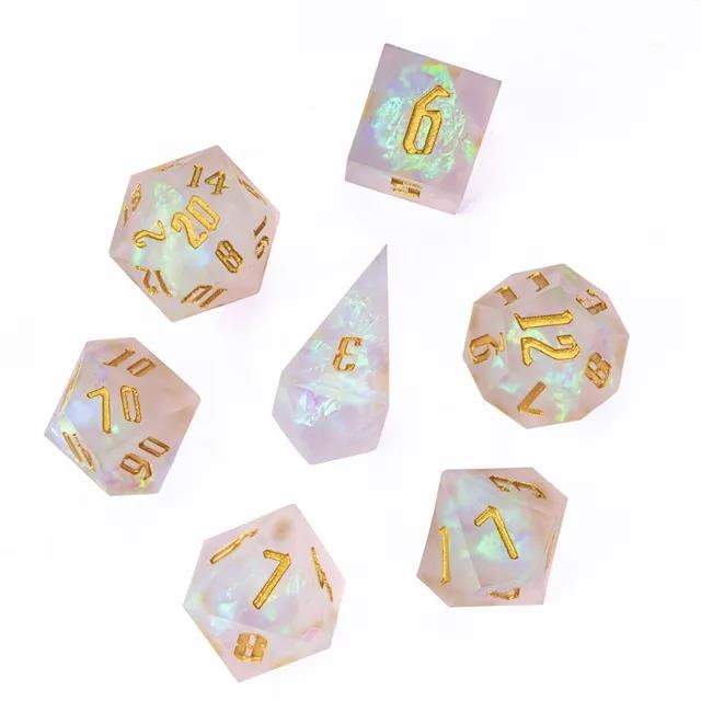 Candy in White Frosted Sharp Resin - 7pcs RPG Dice Set