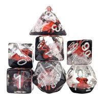 Thumbnail for Red Spider in Clear & Black Resin - 7pcs RPG Full Dice Set