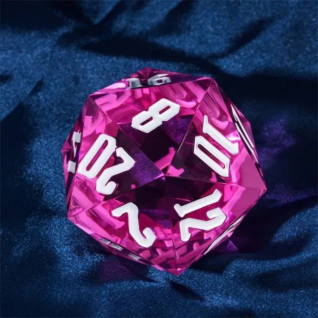 Clear & Pink Sharp Acrylic - D20 RPG Dice