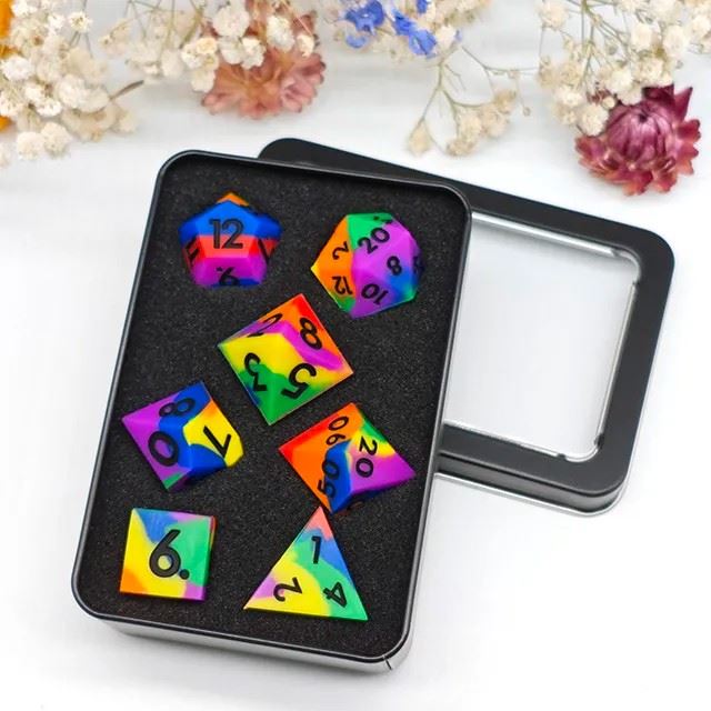 Rainbow Layered Silicone - 7pcs RPG Full Dice Set