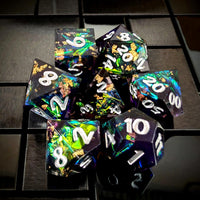 Thumbnail for Candy in Purple & Black Sharp Resin - 7pcs RPG Dice Set