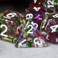 Thumbnail for 7pcs Dice Resin Swirl White Font Clear Green Purple