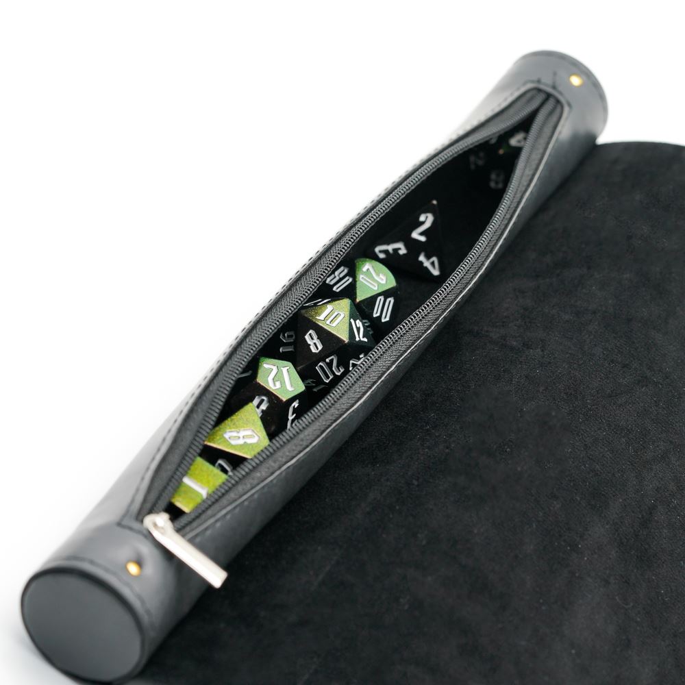 Black Velvet PU Leather Roll & Tray - Dice Storage