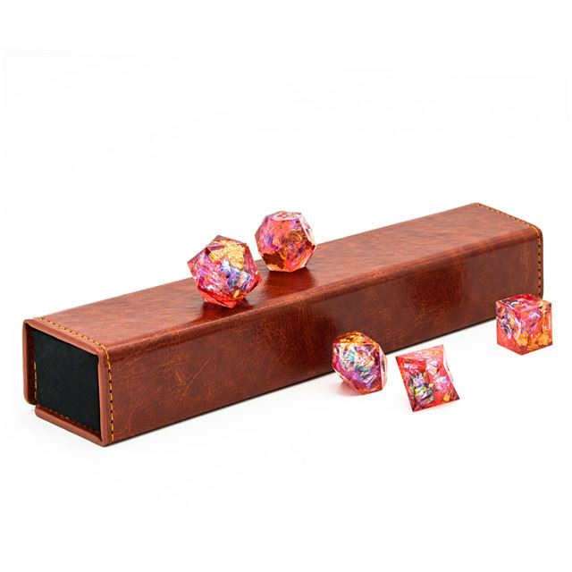 Brown Top PU Leather - Magnetic Flip Dice Storage