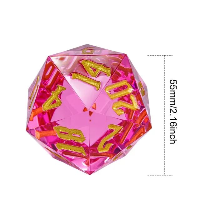 Clear & Pink Sharp Acrylic - D20 RPG Dice