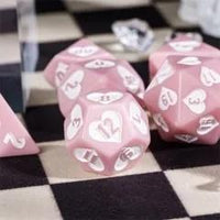 Thumbnail for 7pcs Dice Resin Pattern Hearts White Font Pink
