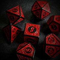 Thumbnail for Red Lattice on Black Acrylic - 7pcs RPG Full Dice Set Scatter