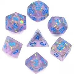 Confetti in Frosted Purple Resin - 7pcs RPG Full Dice Set