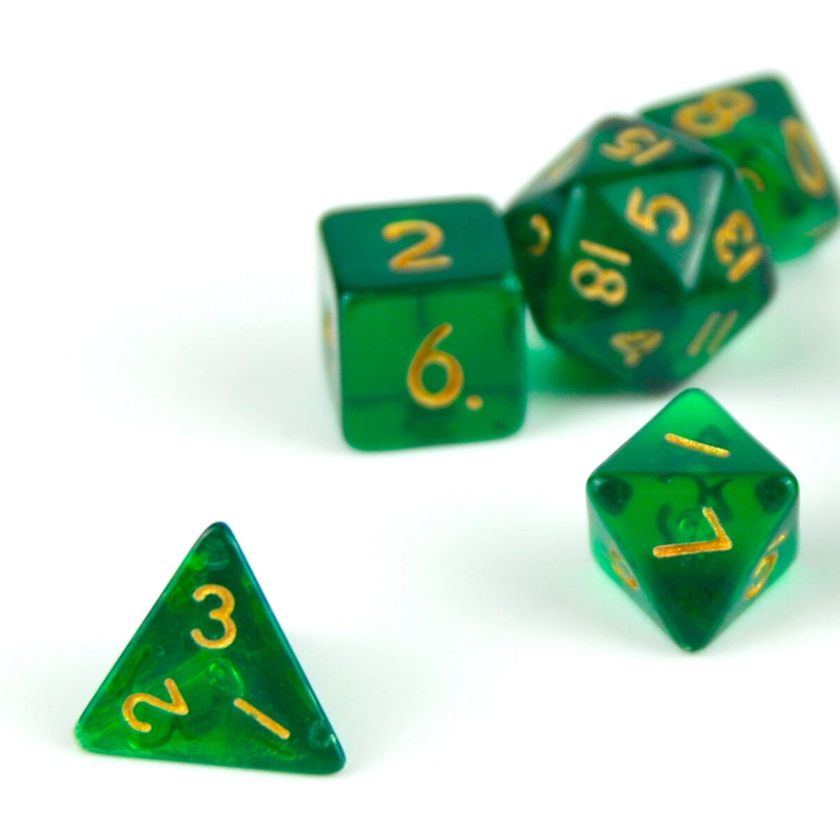 Green & Clear Acrylic - 7pcs RPG Mini Dice Set