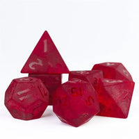 Thumbnail for Cracked & Frosted Red Glass - 7pcs RPG Dice Set