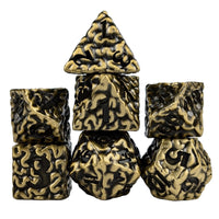 Thumbnail for 7pcs RPG Dice Set - Black Wash over Bronze Metal Brains