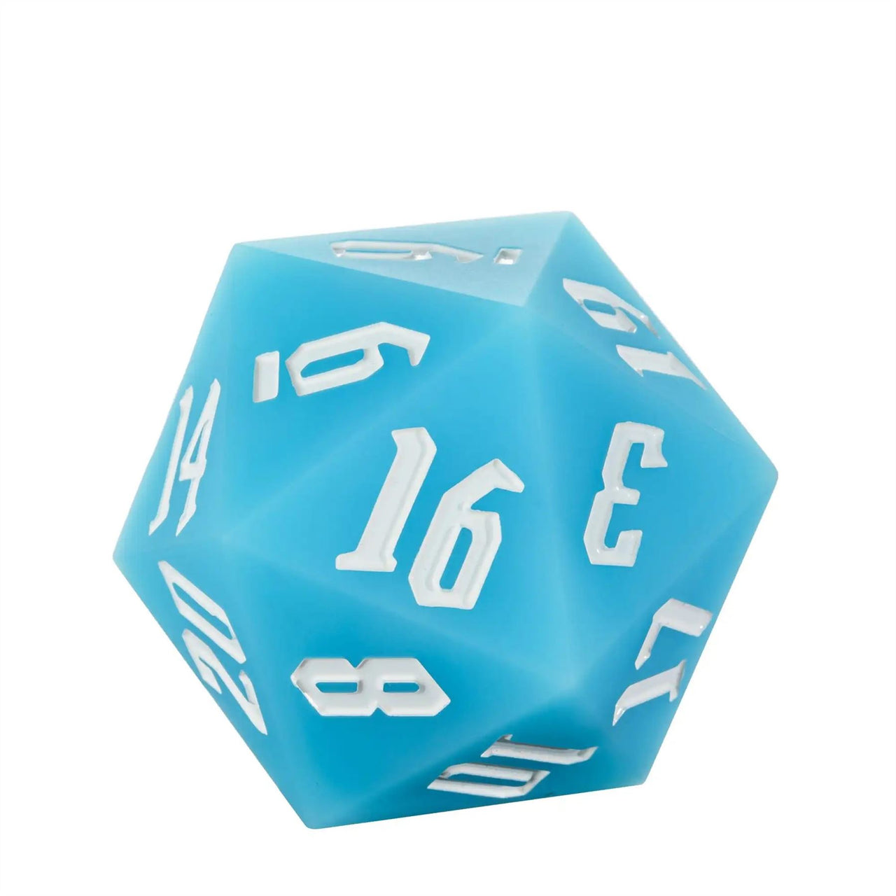 White on Solid Blue Silicone - D20 RPG Dice