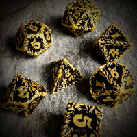 Thumbnail for 7pcs Dice Metal Druid Vine Gold Font Black