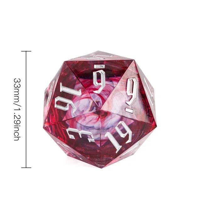 Red Swirl in Red & Clear Sharp Resin - D20 RPG Dice