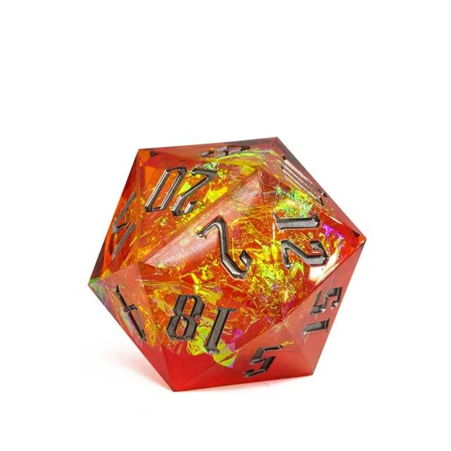 Candy in Orange with Gold Foil Sharp Resin - D20 RPG Dice