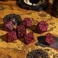 Thumbnail for Red Celtic Knot on Black Acrylic - 7pcs RPG Full Dice Set