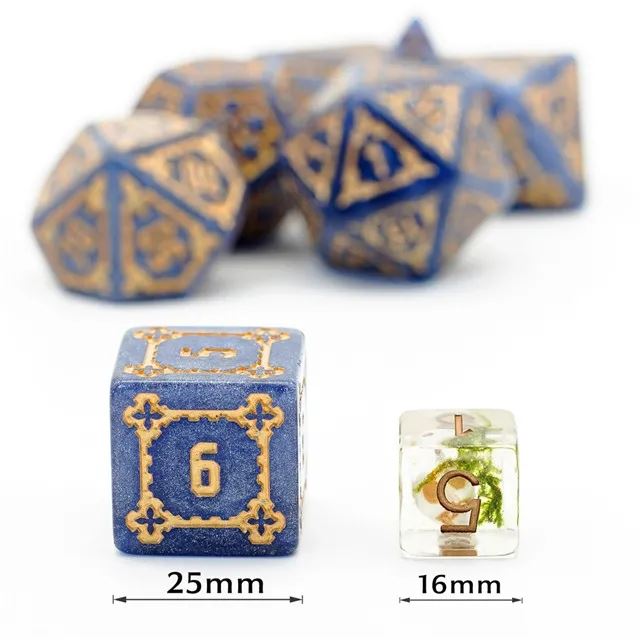 Castle on Blue Resin - 7pcs RPG Oversized Dice Set