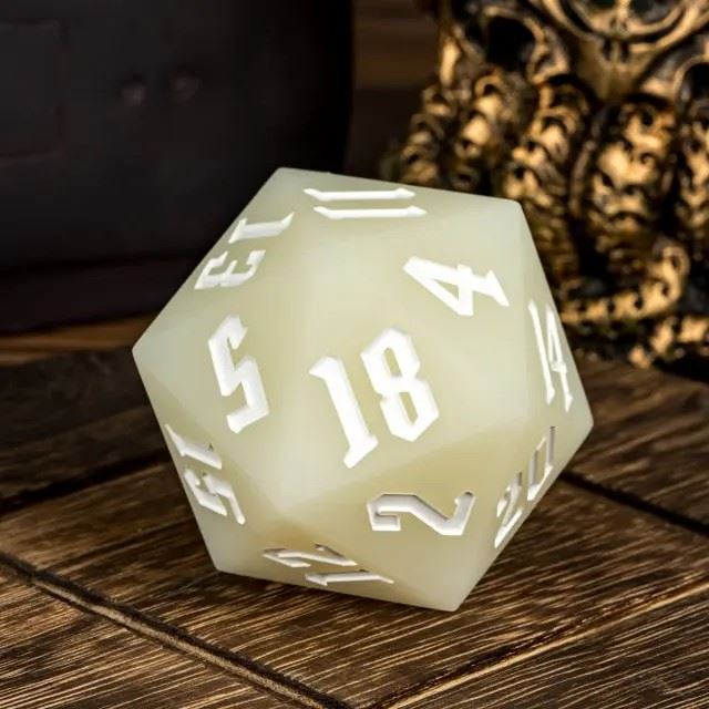 White on Solid White Silicone - D20 RPG Dice