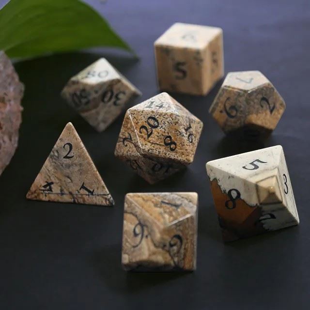 Yellow Jasper Gemstone - 7pcs RPG Dice Set