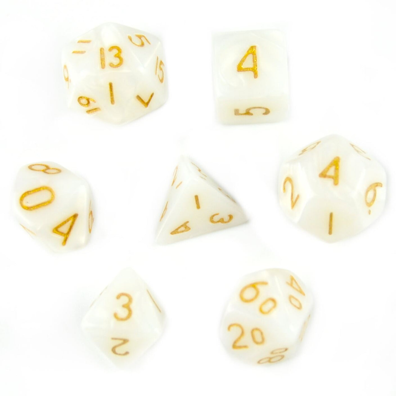 Silk White Acrylic - 7pcs RPG Mini Dice Set