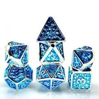 Thumbnail for Blue in Silver Metal - 7pcs RPG Dice Set