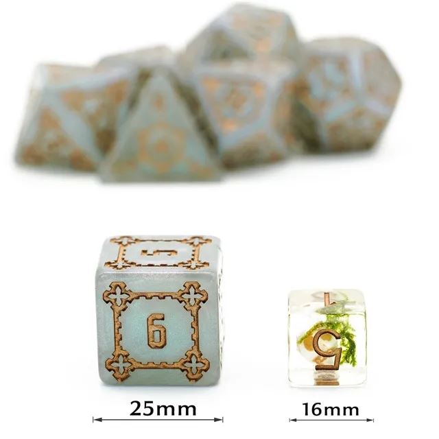 Castle on Grey Resin - 7pcs RPG Oversized Dice Set