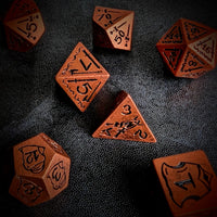 Thumbnail for 7pcs RPG Full Dice Set - Black Pattern on Copper Resin