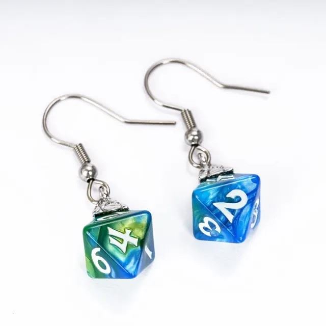 Green & Blue Mini Resin - D8 Earings