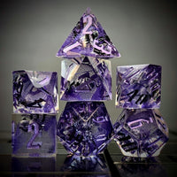 Thumbnail for Spider in Clear & Purple Filled Sharp Resin - 7pcs RPG Dice Set