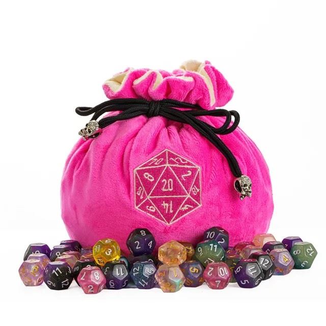 Pink Bag with Compartments - Soft Dice Storage