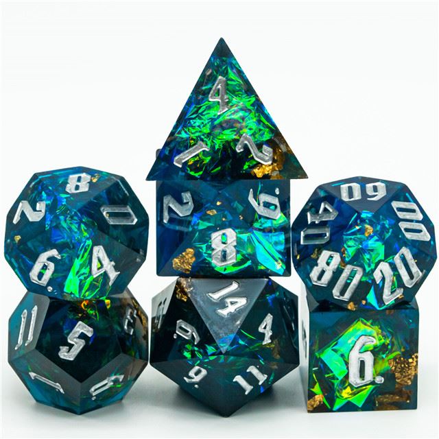 Candy in Blue & Black Sharp Resin - 7pcs RPG Dice Set