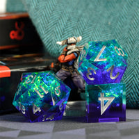 Thumbnail for Candy in Cyan & Blue Sharp Resin - 7pcs RPG Dice Set