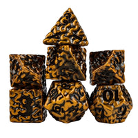 Thumbnail for 7pcs RPG Dice Set - Black Wash over Gold Metal Brains