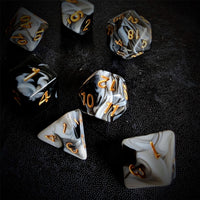 Thumbnail for Blend of White & Black Acrylic - 7pcs RPG Full Dice Set Scatter