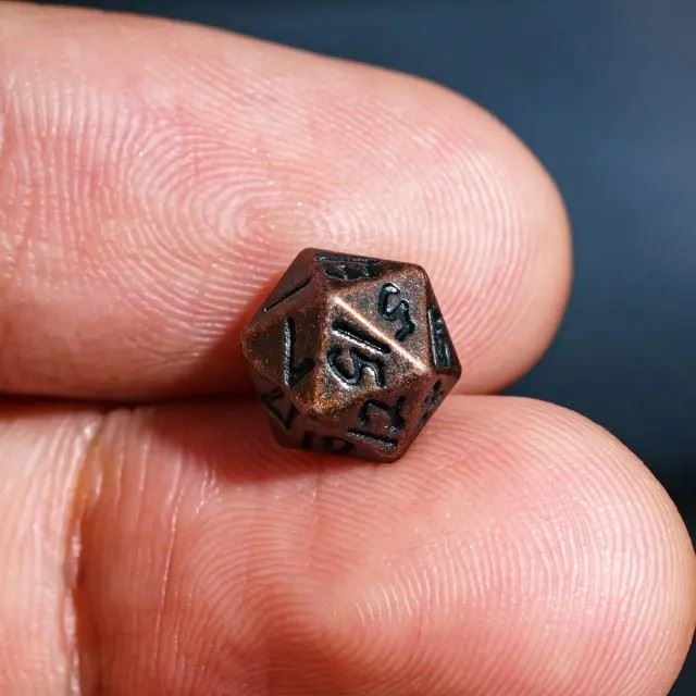 Worn Wash and Copper Dwarven Totem with Mini Dice - Pendant