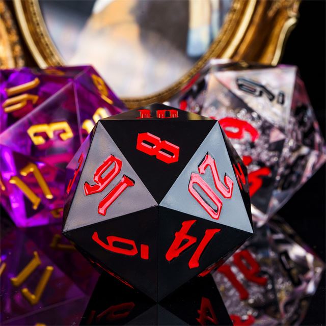 Black Sharp Acrylic - D20 RPG Dice