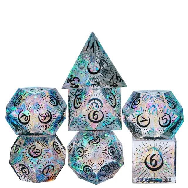 Laser on Clear with Candy Sharp Resin - 7pcs RPG Dice Set