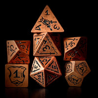 Thumbnail for 7pcs RPG Full Dice Set - Black Pattern on Copper Resin